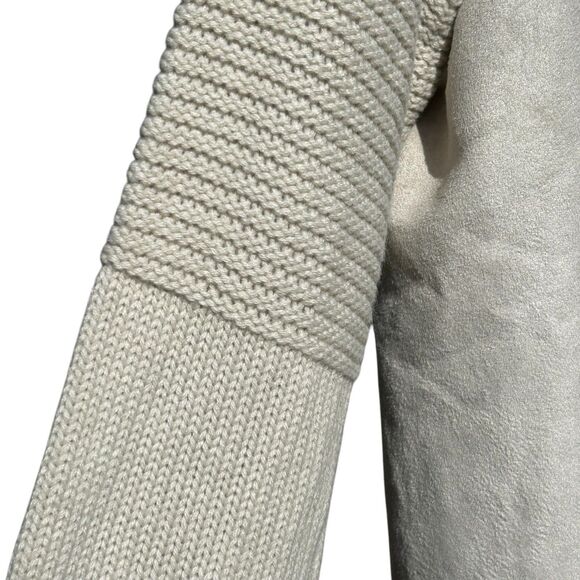 NEW Chelsea & Theodore Faux Suede Fur Shearling Cardigan Beige Jacket - Size XL - Picture 5 of 13